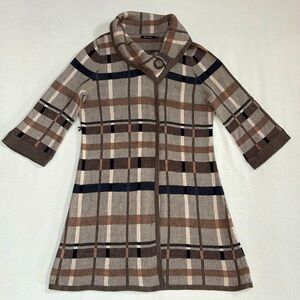 Nic + Zoe Knit Striped Silk Cotton Long Warm Cardigan Coat- Like new